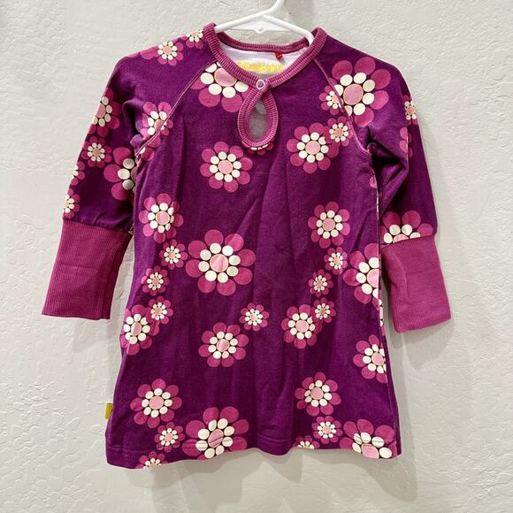 Alba of Denmark Purple Retro Floral Long Sleeve Dress - Picture 1 of 7